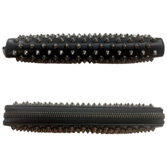 Christian Louboutin Panettone Zippy Long Wallet Spike Stud Black Red w Box/Tags - Picture 5 of 10
